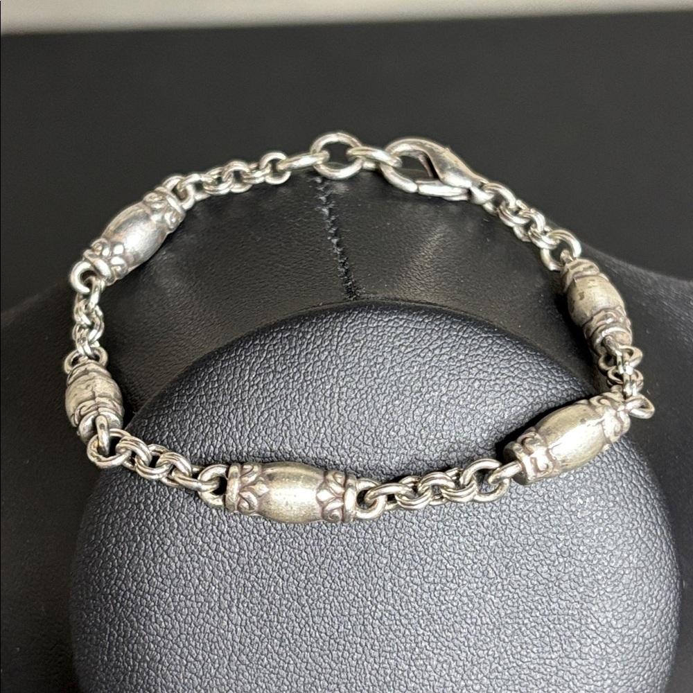 Silver Chain Bracelet with Decorative Links